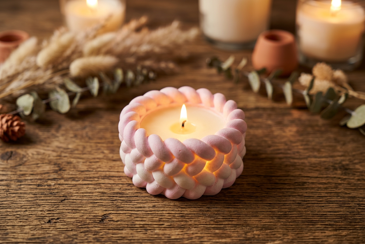 Braided pillar candle