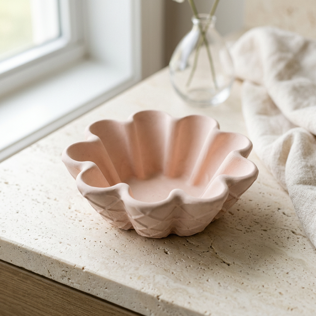 Blush pink scalloped bowl lifestyle photo