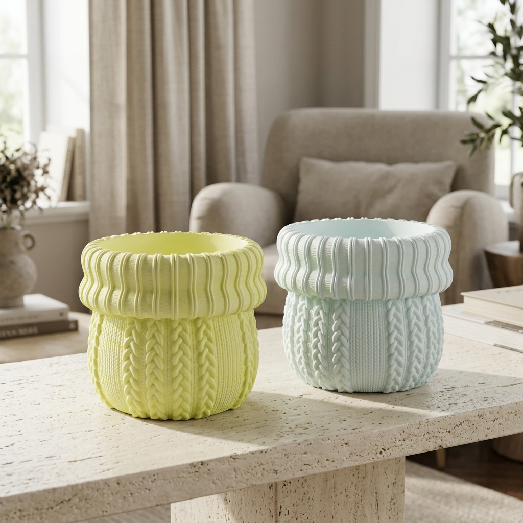 Two knit sweater jars styled together