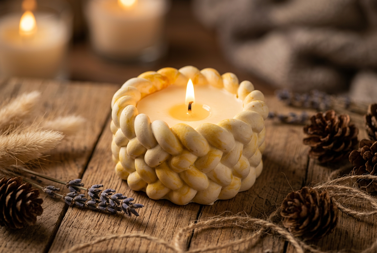 Braided pillar candle
