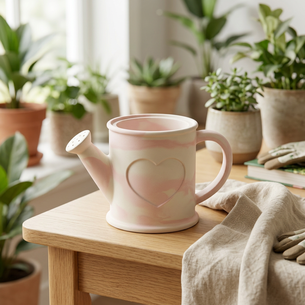 Ivory blush heart watering-can decor lifestyle photo