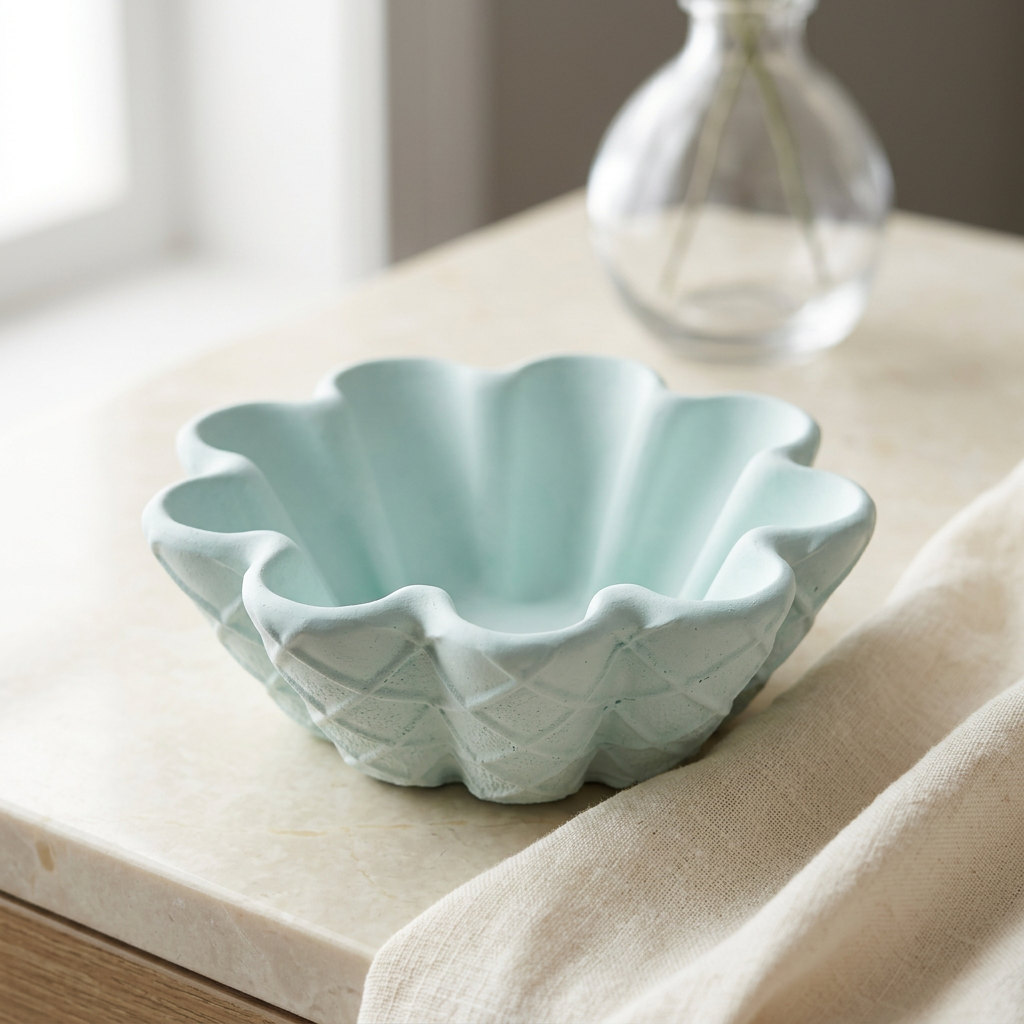 Mint blue scalloped bowl lifestyle photo