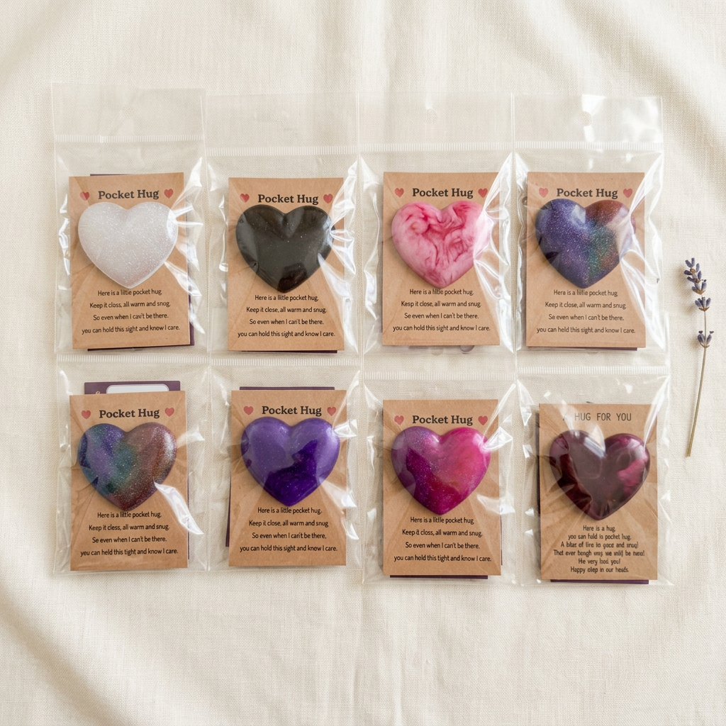 More pocket hug varieties on a matching ivory linen background