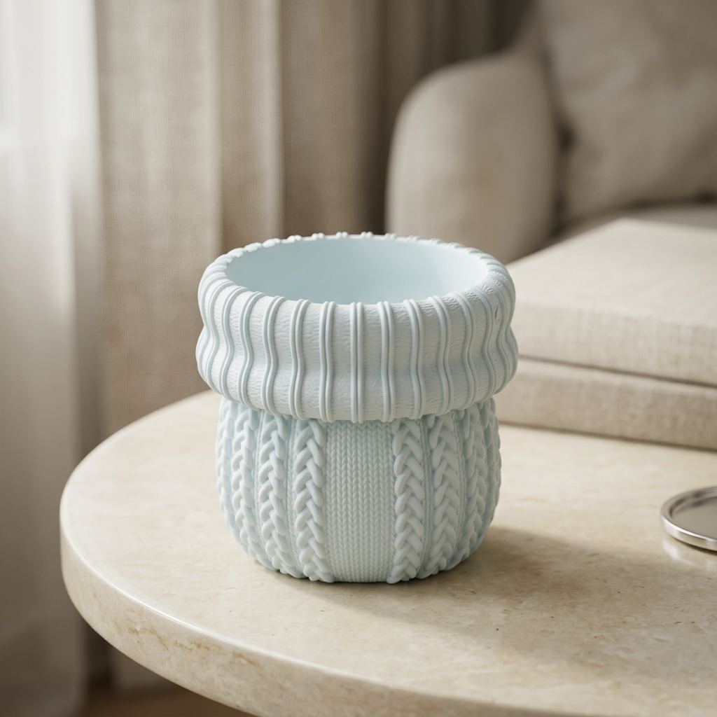 Teal knit sweater jar lifestyle photo