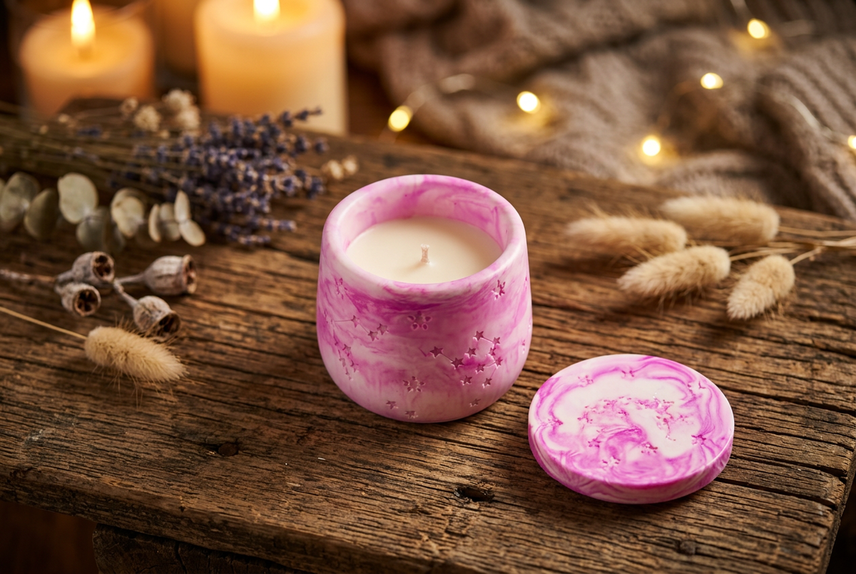 Pink marble star scented candle
