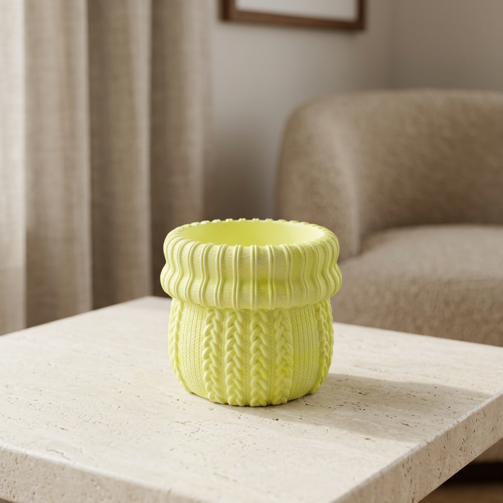 Yellow knit sweater jar lifestyle photo